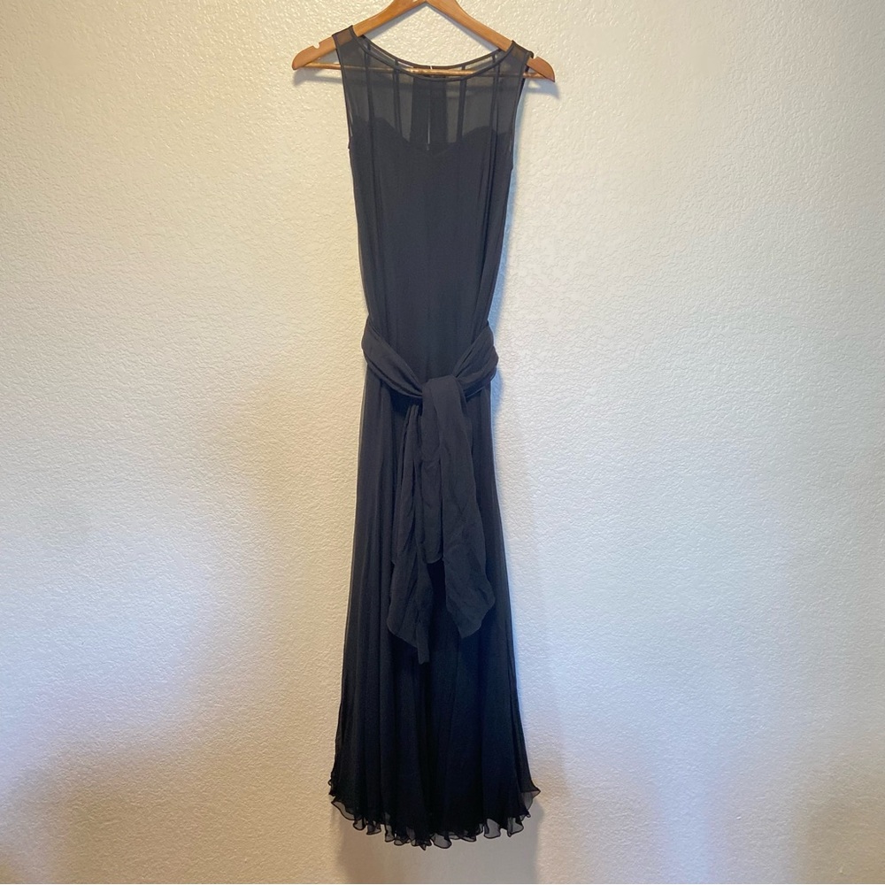 Peggy Jennings vintage black formal silk chiffon maxi dress size 2